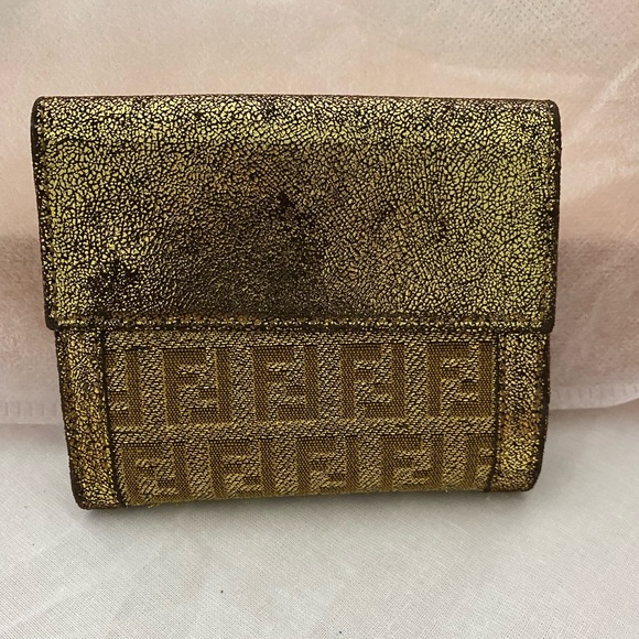 FENDI Zucchino Small Compact Metallic Jacquard Wallet - Picture 2 of 16